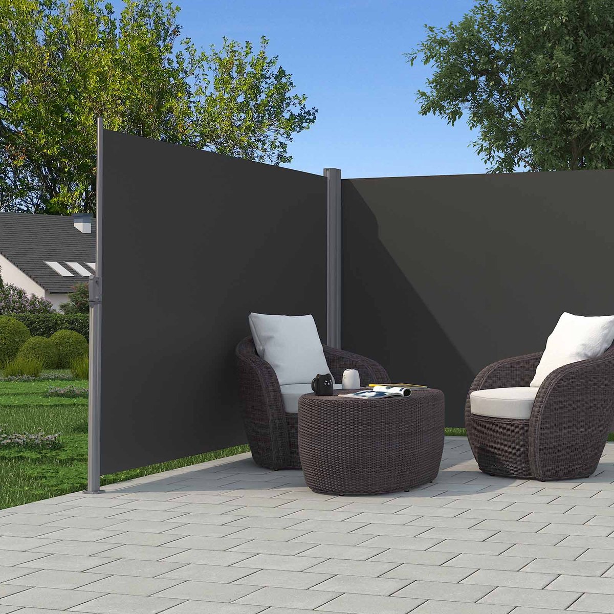 The Living Store - Auvent latéral rétractable de patio 160x300 cm Gris