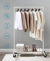 kledingrek - Kapstok - Garderobestandaard - Industrieel ontwerp - Tot 90 kg belastbaar - Wit