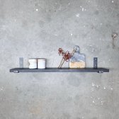 GoudmetHout Massief Eiken Wandplank - 100x20 cm - Zwart eiken - Industriële plankdragers L-vorm UP zonder coating - Staal - Zwarte wandplank