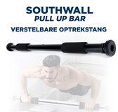 SOUTHWALL Pull Up Bar – Verstelbare Optrekstang Deurpost – 60 tot 100 cm Verstelbaar – Chin Up Bar – Krachttraining – Home Gym – Pull Up Station voor Thuis Sporten – Buikspiertrainers – Trainingsstang – 150kg Draagkracht – Zwart