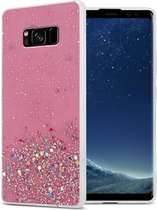 Cadorabo Hoesje geschikt voor Samsung Galaxy S8 in Roze met Glitter - Beschermhoes van flexibel TPU silicone met fonkelende glitters Case Cover Etui