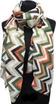 Lange Dunne Sjaal - Groen/Oranje - 180 x 80 cm (20-241#)