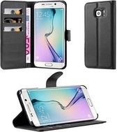 Cadorabo Hoesje voor Samsung Galaxy S6 EDGE in PHANTOM ZWART - Beschermhoes met magnetische sluiting, standfunctie en kaartvakje Book Case Cover Etui