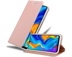 Cadorabo Hoesje geschikt voor Huawei P30 LITE in CLASSY ROSE GOUD - Beschermhoes met magnetische sluiting, standfunctie en kaartvakje Book Case Cover Etui
