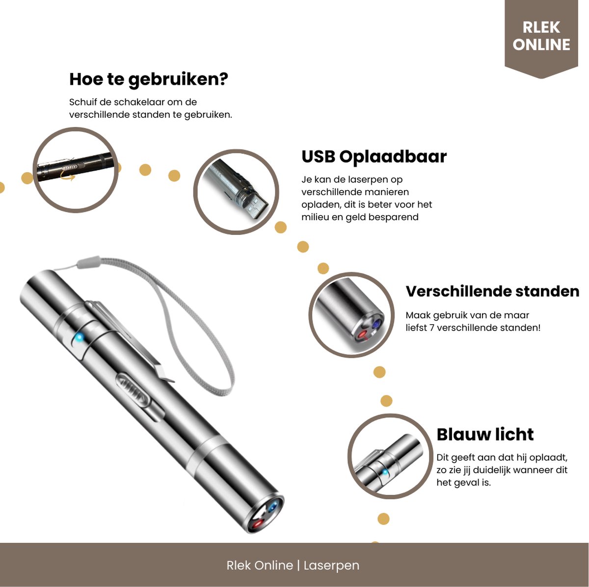 Rlek Online® Laserpen - USB oplaadbaar - Online E-Book - Hondenspeelgoed -  Laser -... | bol.com