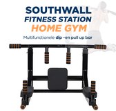 Station de fitness SOUTHWALL - salle de gym à domicile - fixation murale pour le fitness à domicile - barre de dips et de traction 2 en 1 pour le haut du corps