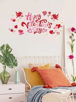 Muursticker - Raamsticker Happy Valentines Day Valentijnsdag - Valentijn - Liefde - Love - Huwelijk - Muur Sticker / Raam sticker Keuken – Handgeschilderd - Winkel - Kantoor | Decor - Poster | Verwijderbaar – Zelfklevend plakfolie | DH collection