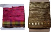 Band/Lint - Set - Goud + Roze, rood, groen, paars - 2 meter + 2,8 meter - Glitter