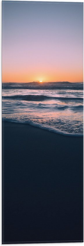 Vlag - Ondergaande Zon bij de Zee - 20x60 cm Foto op Polyester Vlag