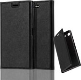 Cadorabo Hoesje geschikt voor Sony Xperia XZ1 in ZWARTE NACHT - Beschermhoes met magnetische sluiting, standfunctie en kaartvakje Book Case Cover Etui