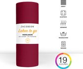 Jacobson - Hoeslaken - 120x200cm - Jersey Katoen - jusqu'à 25cm d'épaisseur de matelas - Vin rouge