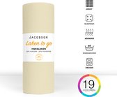 Jacobson - Hoeslaken - 120x200cm - Jersey Katoen - jusqu'à 25cm d'épaisseur de matelas - Natural / Crème