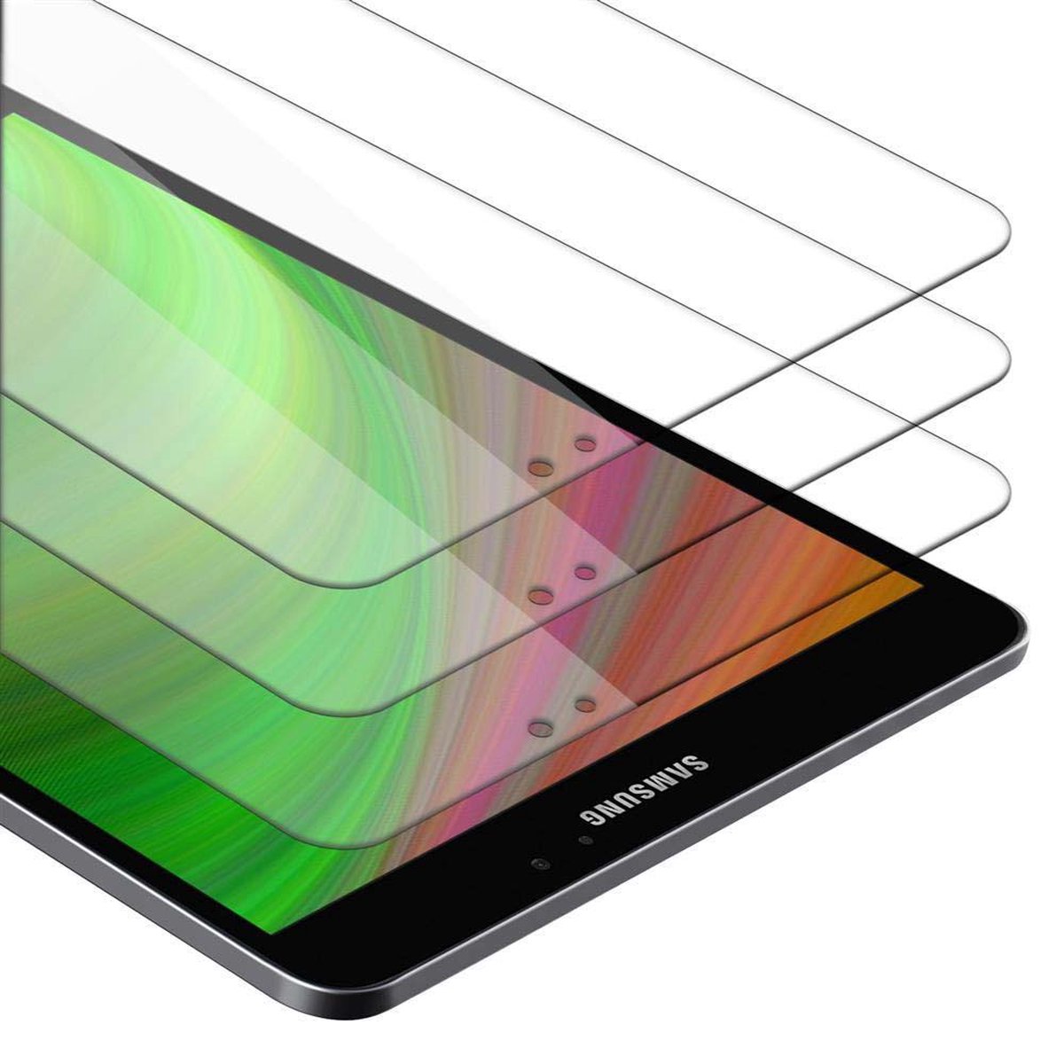 Cadorabo 3x Screenprotector voor Samsung Galaxy Tab S2 (8 inch) in KRISTALHELDER - Getemperd Pantser Film (Tempered) Display beschermend glas in 9H hardheid met 3D Touch