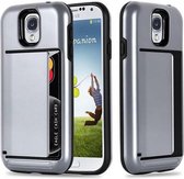 Cadorabo Hoesje geschikt voor Samsung Galaxy S4 in PANTSER ZILVER - Outdoor Hybrid Hard Case Cover Beschermhoes met Kaartvak in Heavy Duty Design