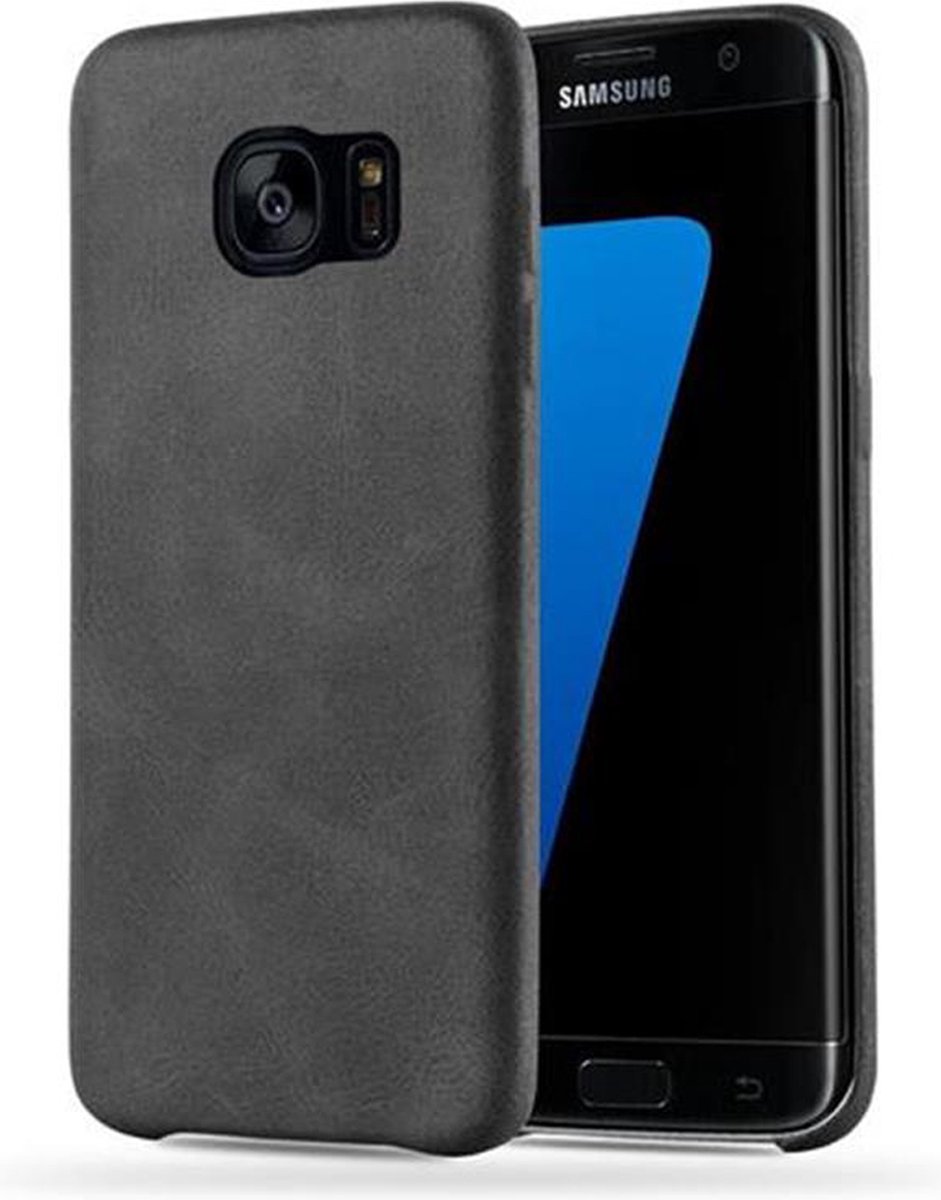Cadorabo Hoesje geschikt voor Samsung Galaxy S7 EDGE in VINTAGE ZWART - Hard Case Cover beschermhoes van imitatieleer