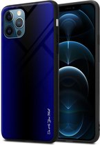 Cadorabo Hoesje geschikt voor Apple iPhone 12 PRO MAX in KOBALT PAARS - Beschermhoes gemaakt van TPU silicone Case Cover en achterkant van gehard glas