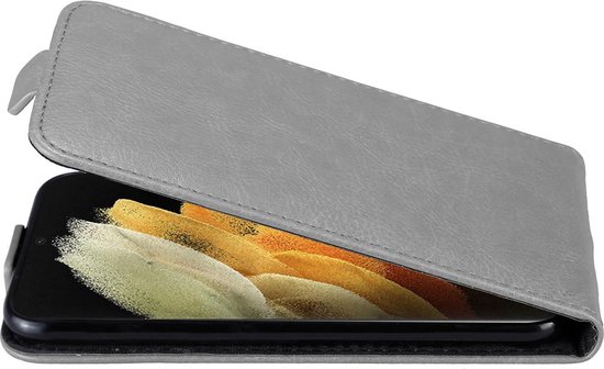 Coque Cadorabo pour Samsung Galaxy S21 ULTRA en GRIS TITANE - Coque de protection au design rabattable avec fermeture magnétique