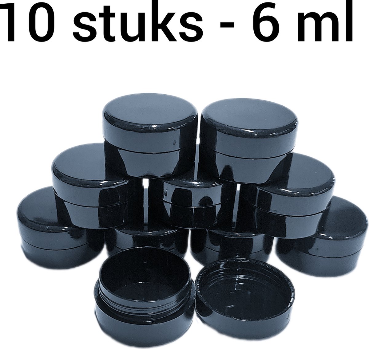 Mini pots en plastique avec couvercle - 6 ml - 10 pièces - Zwart - Pot  cosmétique 