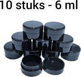 Mini pots en plastique avec couvercle - 6 ml - 10 pièces - Zwart - Pot cosmétique - Pots vides - Pot crème