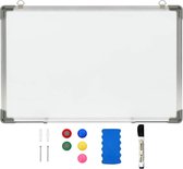 Whiteboard Wit Magnetisch | 90 x 60 cm | Inclusief magnet – stift – gum | Schrijfbord – Aliminium | Eenvoudig monteren met inbegrepen haken en spijkers | Kantoor – School BESCHRIJVING