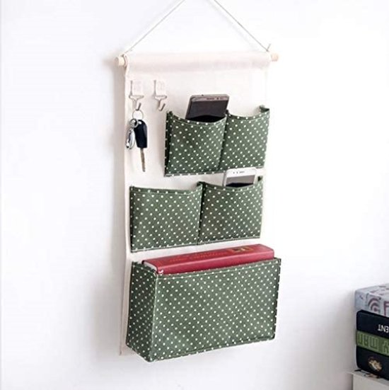 E EBETA Organizer Da Appendere Alla Porta – 5 Scomparti In Cotone E Lino – Per Ingresso, Bagno, Guardaroba – Salvaspazio Con Retro Impermeabile
