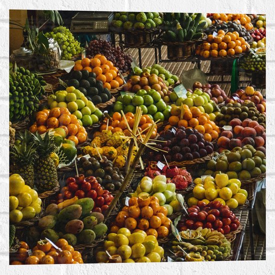 Muursticker - Kleurrijk Fruit Kraampje - 50x50 cm Foto op Muursticker