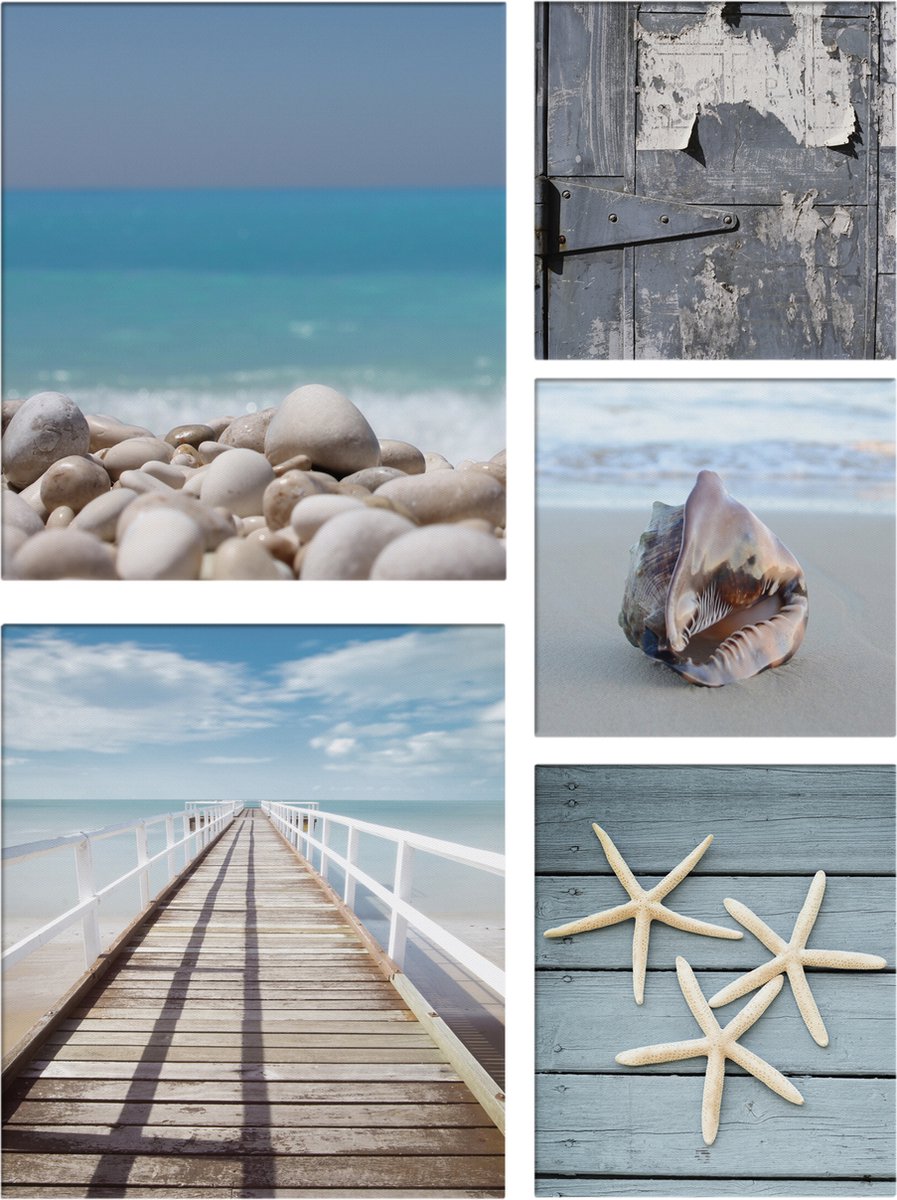 Art for the Home Strand Canvas Set van 5 80x60 cm