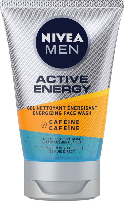 NIVEA MEN Active Energy Reinigingsgel - Gezichtsreiniger - Met Cafeïne - Revitaliseert de Huid - Gezicht Wassen - 100 ml