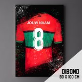 N.E.C. Nijmegen - Poster - Schilderij - Voetbal Shirt Op Dibond 80 x 100 cm + ophangsysteem (gepersonaliseerd, naam + nummer)