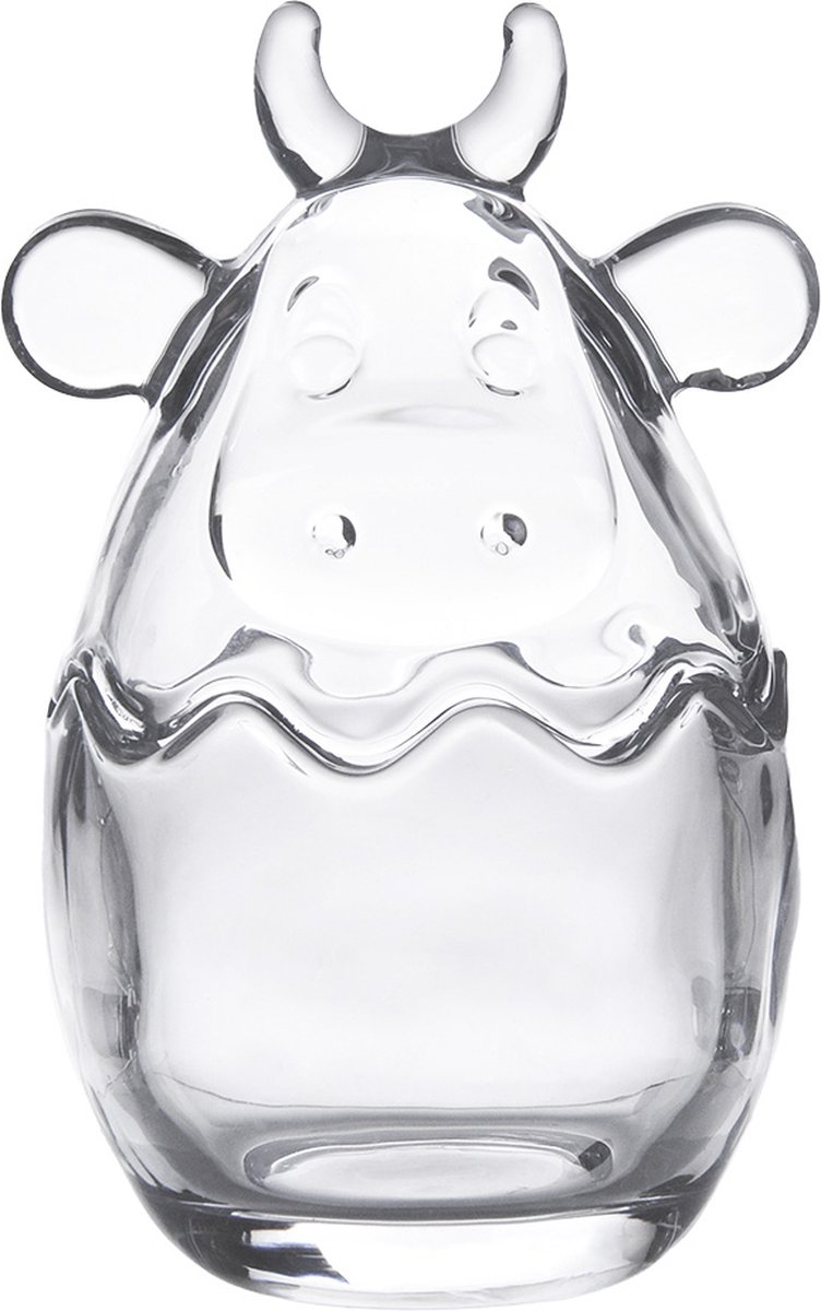 Clayre & Eef Glazen potje Koe Ø 8x14 cm Transparant Glas