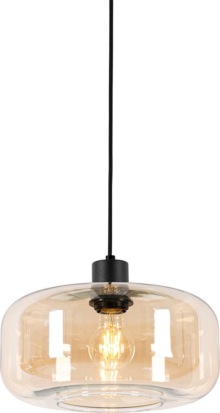 QAZQA bizle - Art Deco Hanglamp - 1 lichts - Ø 28 cm - Beige - Woonkamer | Slaapkamer | Keuken