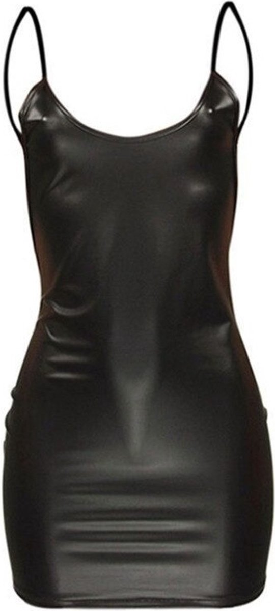 Goedkoopste WiseGoods Luxe Latex Wetlook Jurkje Dames - Feest Jurkjes - Sexy Kleren Vrouwen - Party Kleding - Jurk - Disco Jurken - Zwart - XL