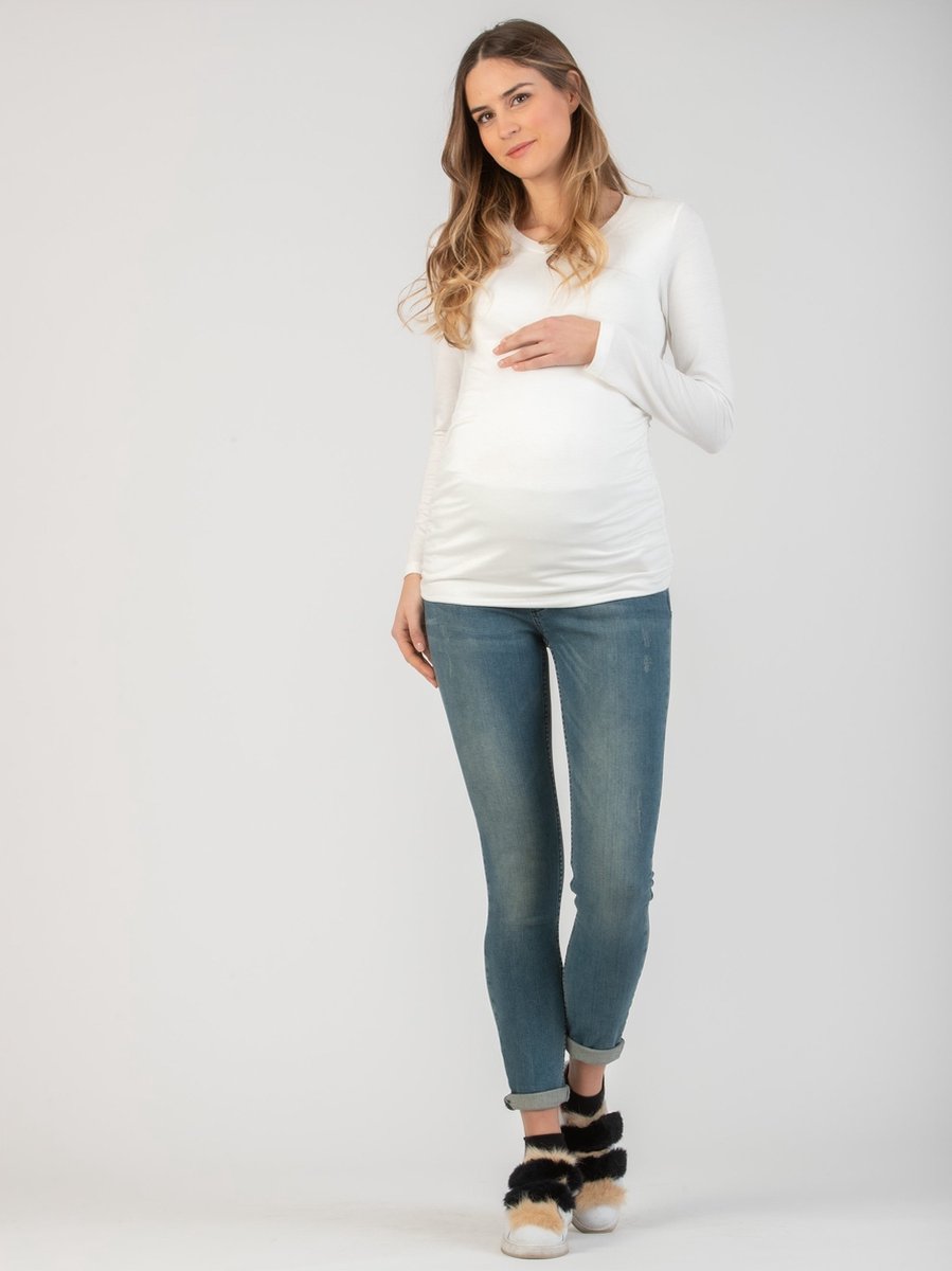 ELLEN - Zwangerschapstop met lange mouwen en gerimpelde zijkanten XS