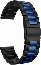 Strap-it Stalen schakel bandje 20mm - RVS bandje geschikt voor Xiaomi Amazfit GTS 1-2-3-4 / Bip / Bip Lite / Bip S / Bip U Pro / GTR 42mm - Huawei Watch GT 2 42mm / GT 3 42mm / GT 3 Pro 43mm - zwart/blauw