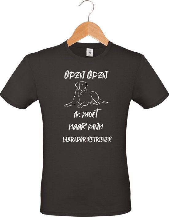 Mijncadeautje - T-shirt unisex - zwart - Opzij Opzij ik moet naar mijn : Labrador Retriever