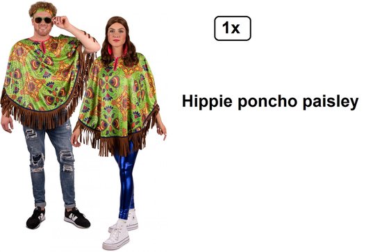 Poncho Mexicaanse Paisley hippie - Flower power festival thema feest carnaval