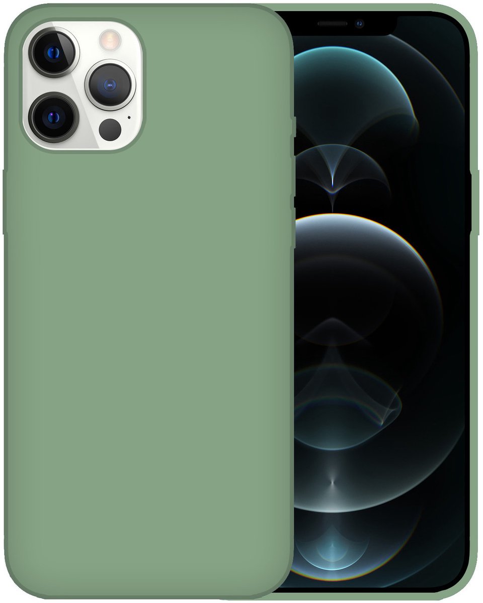 Hoesje geschikt voor iPhone 12 Pro - Backcover - TPU - Saliegroen