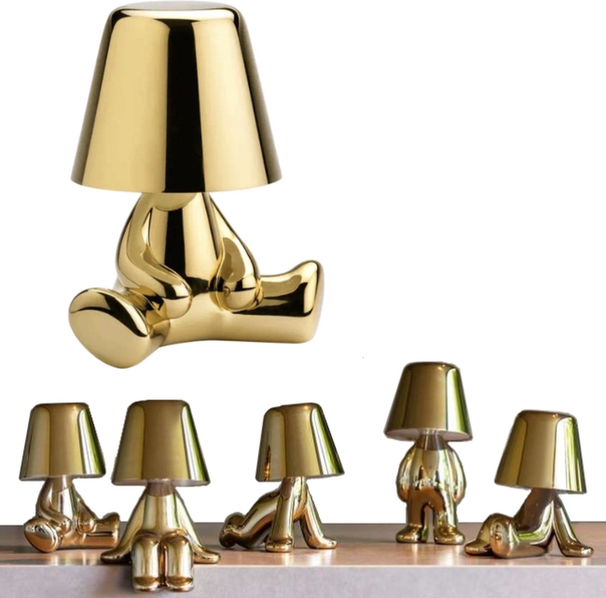Toby Brother 04 Bureaulamp led dimbaar industrieel goud – lampje woonkamer oplaadbare tafellamp slaapkamer nachtlampje volwassenen – Touch
