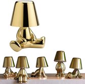 Bureaulamp 04 led dimbaar industrieel goud – lampje woonkamer oplaadbare tafellamp slaapkamer nachtlampje volwassenen – Touch
