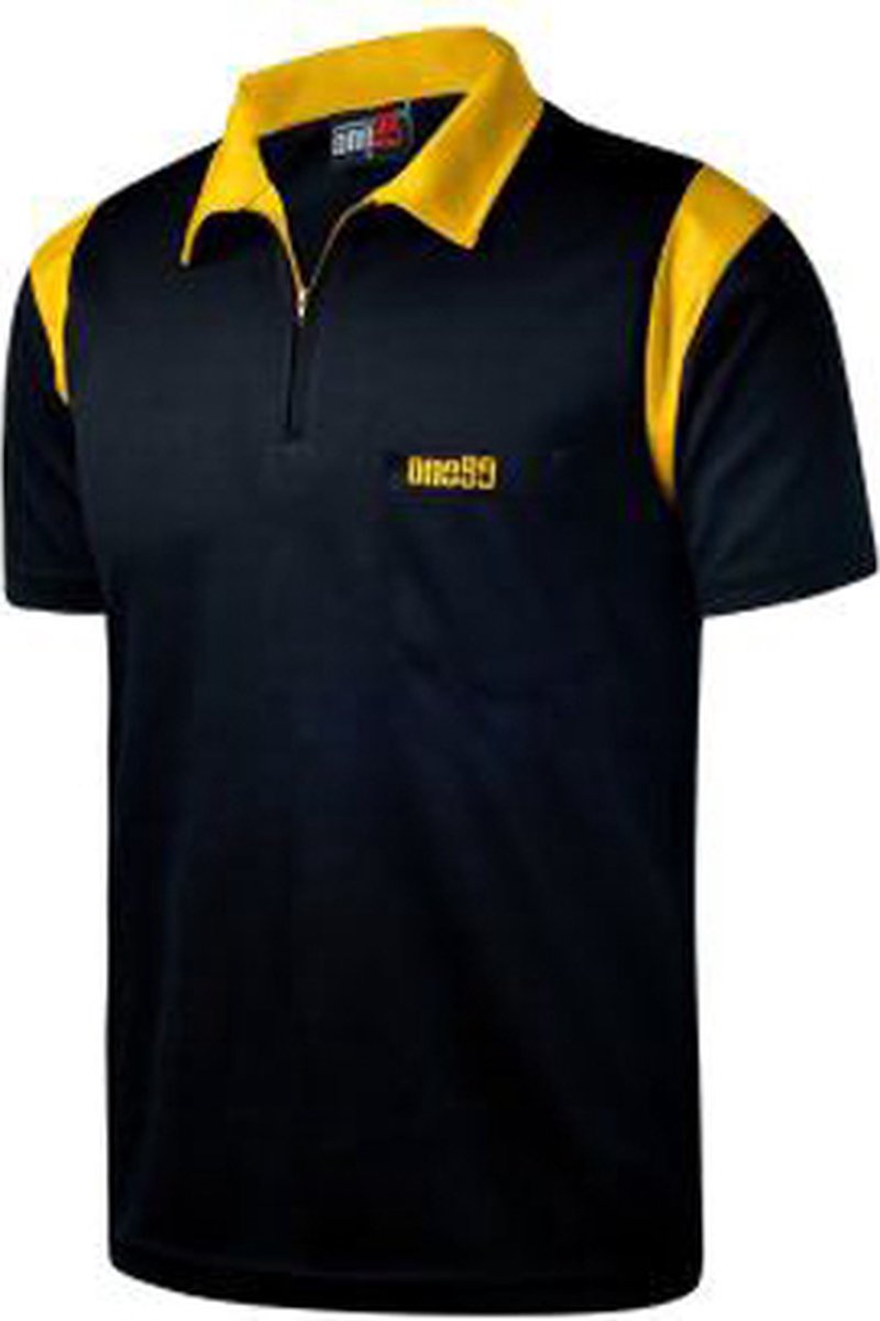 One80 Dart Polo Shirt - Zwart-Geel - Medium