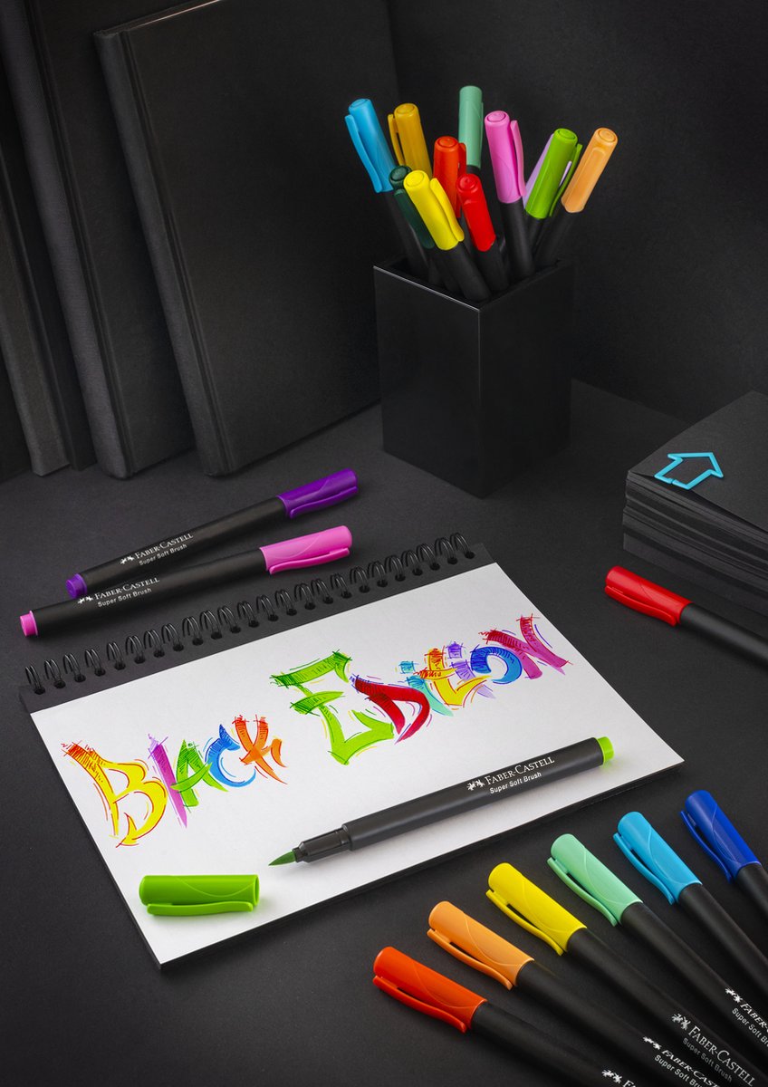 Faber-Castell brushpennen - Black edition - 20 kleuren in karton etui - FC-116452 — afbeelding 3