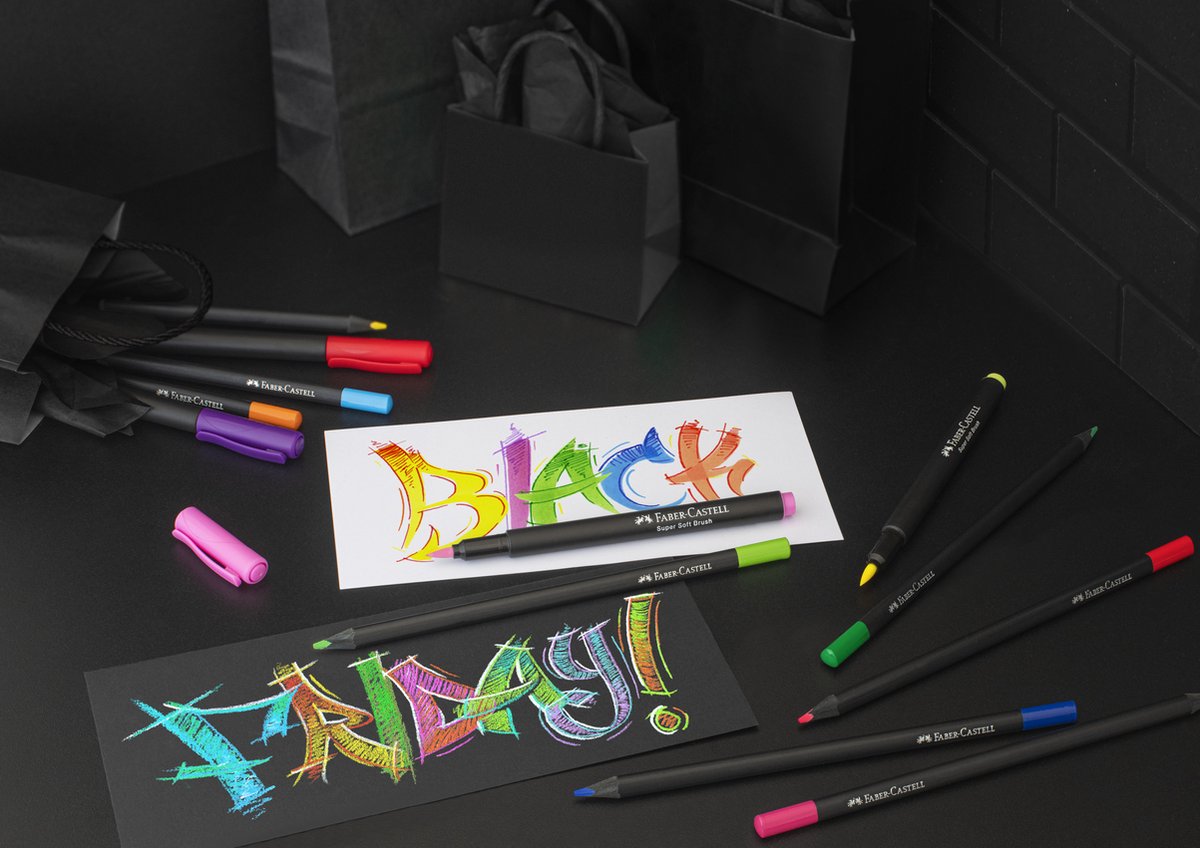 Faber-Castell brushpennen - Black edition - 20 kleuren in karton etui - FC-116452 — afbeelding 2