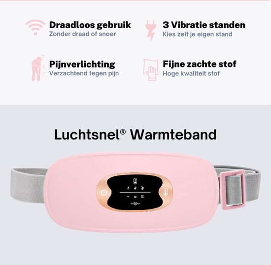 Luchtsnel® warmteband voor menstruatie en krampen Geschikt voor buik en rug bol