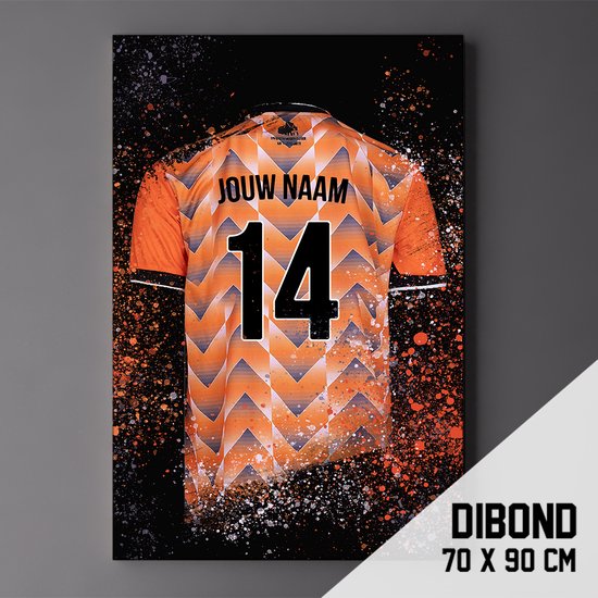 Volendam - Poster - Schilderij - Voetbal Shirt Op Dibond 70 x 90 cm + ophangsysteem (gepersonaliseerd, naam + nummer)