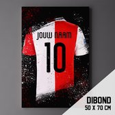 Feyenoord Shirt- Schilderij gedrukt op Dibond - 50 x 70 cm - Geleverd met ophangsysteem (Gepersonaliseerd, naam + nummer)
