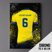 Cambuur Leeuwarden - Poster - Schilderij - Voetbal Shirt Op Dibond 70 x 90 cm + ophangsysteem (gepersonaliseerd, naam + nummer)