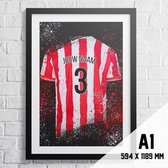 Sparta Rotterdam Poster Voetbal Shirt A1+ Formaat 61 x 91.5 cm (gepersonaliseerd met eigen naam en nummer)