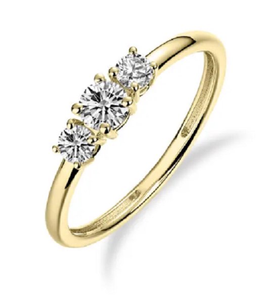 Superbe Ring en or 14 carats avec zircons 17,75 mm. (taille 56)