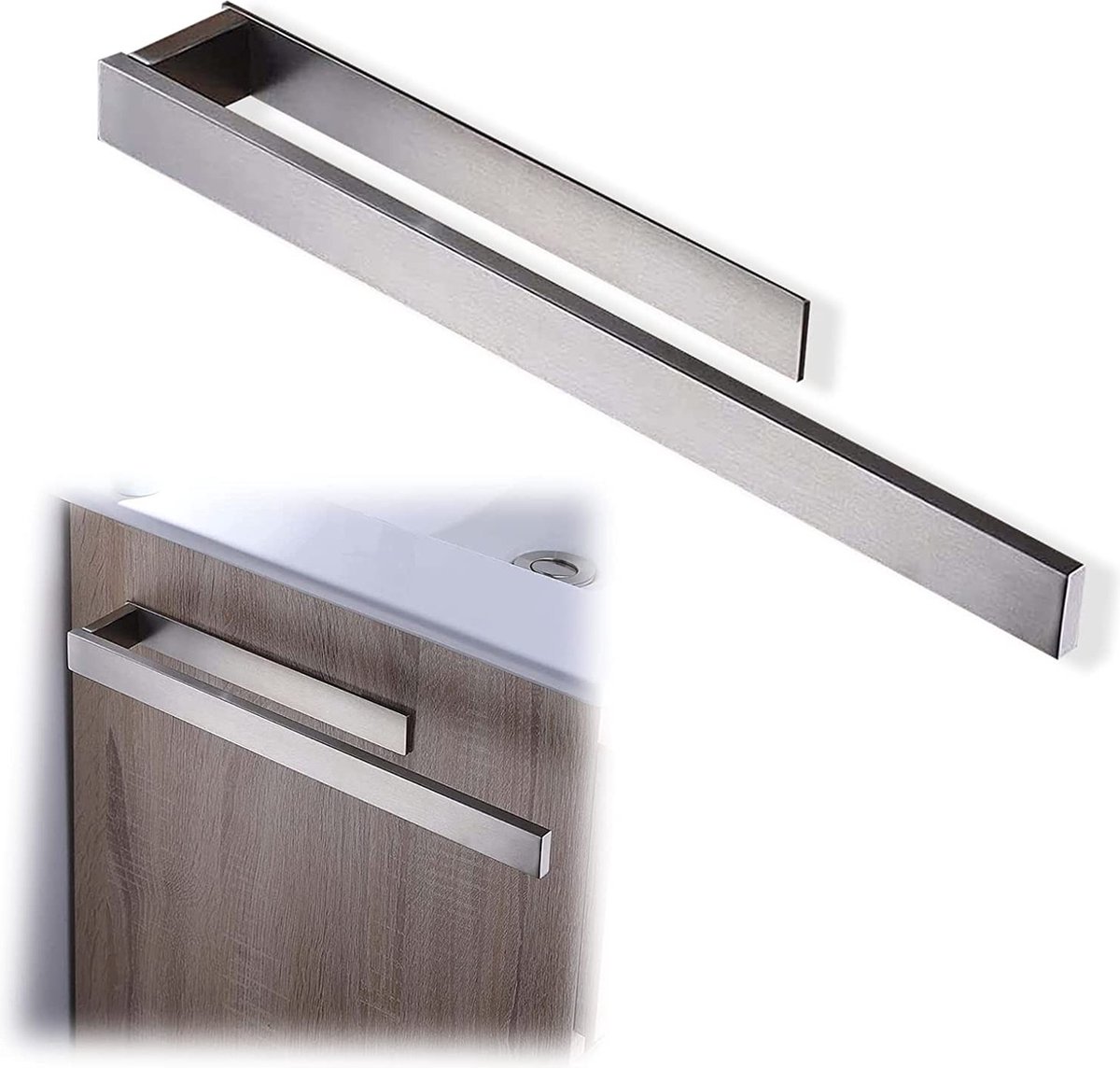 Handdoekhouder zonder boren, Handdoekstang zelvklevend voor badkamer & keuken, Handdoekring, Handdoekenrek, Modern Design zilvergrijs(15.4in)