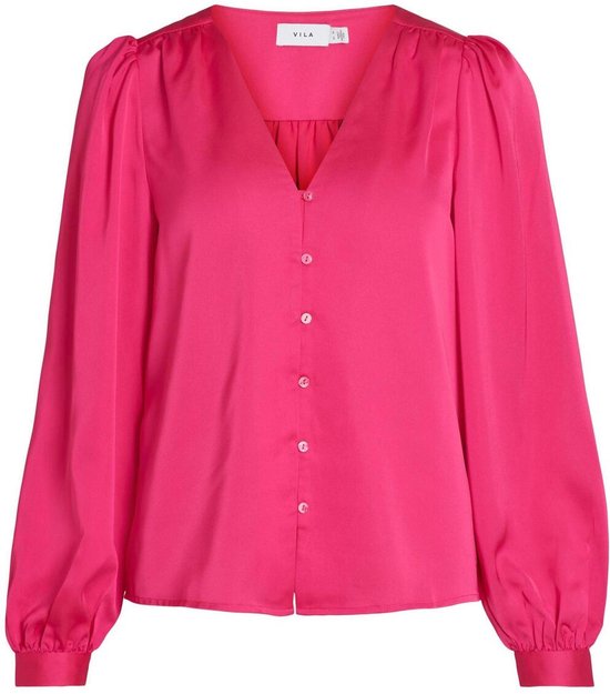 Vila Blouse Viellette V-neck L/s Shirt/su - Noo 14074530 Pink Yarrow Dames Maat - W42